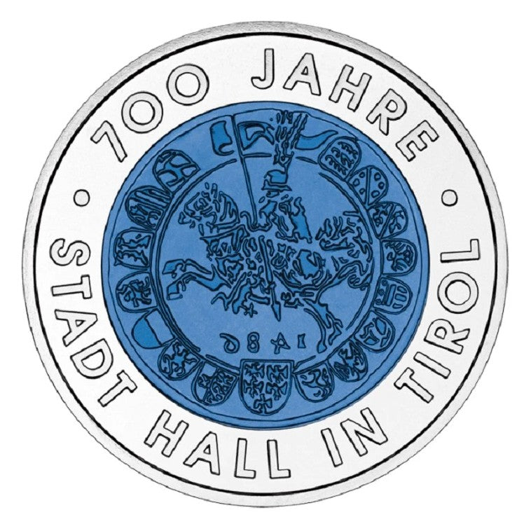 2003 700 anos cidade Tyrol - 25€ Áustria Niobium Proof